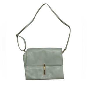 Mossimo Supply Co. Light Gray/Green Crossbody Bag Faux Leather Gold Hardware